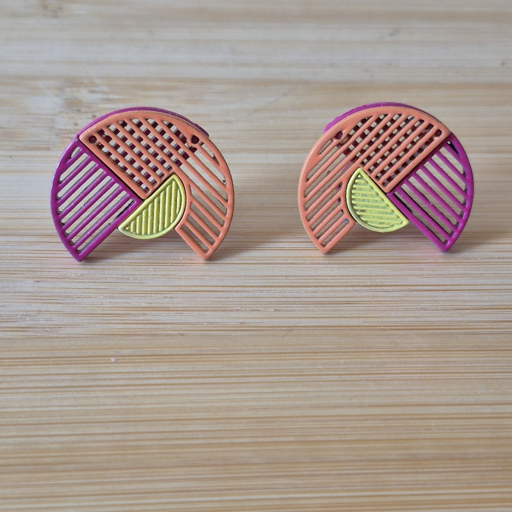 Geometric Enamel Pierced Earrings